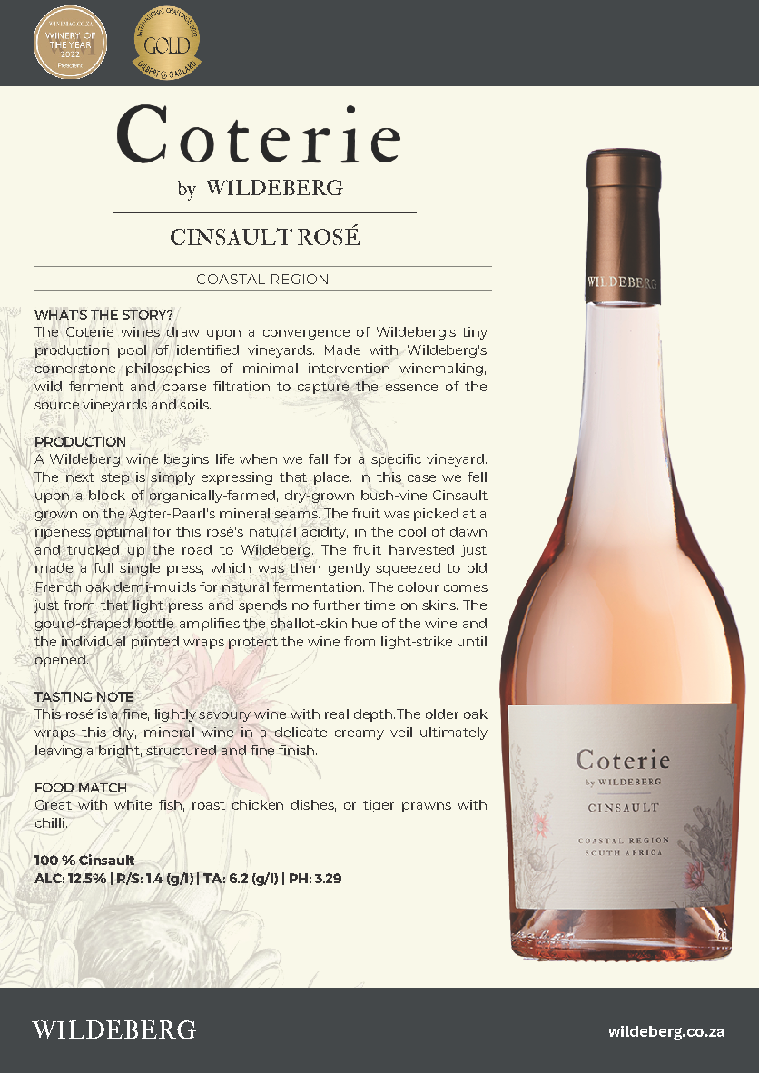 COTERIE BY WILDEBERG CINSAULT ROSE 2022, 12.5%