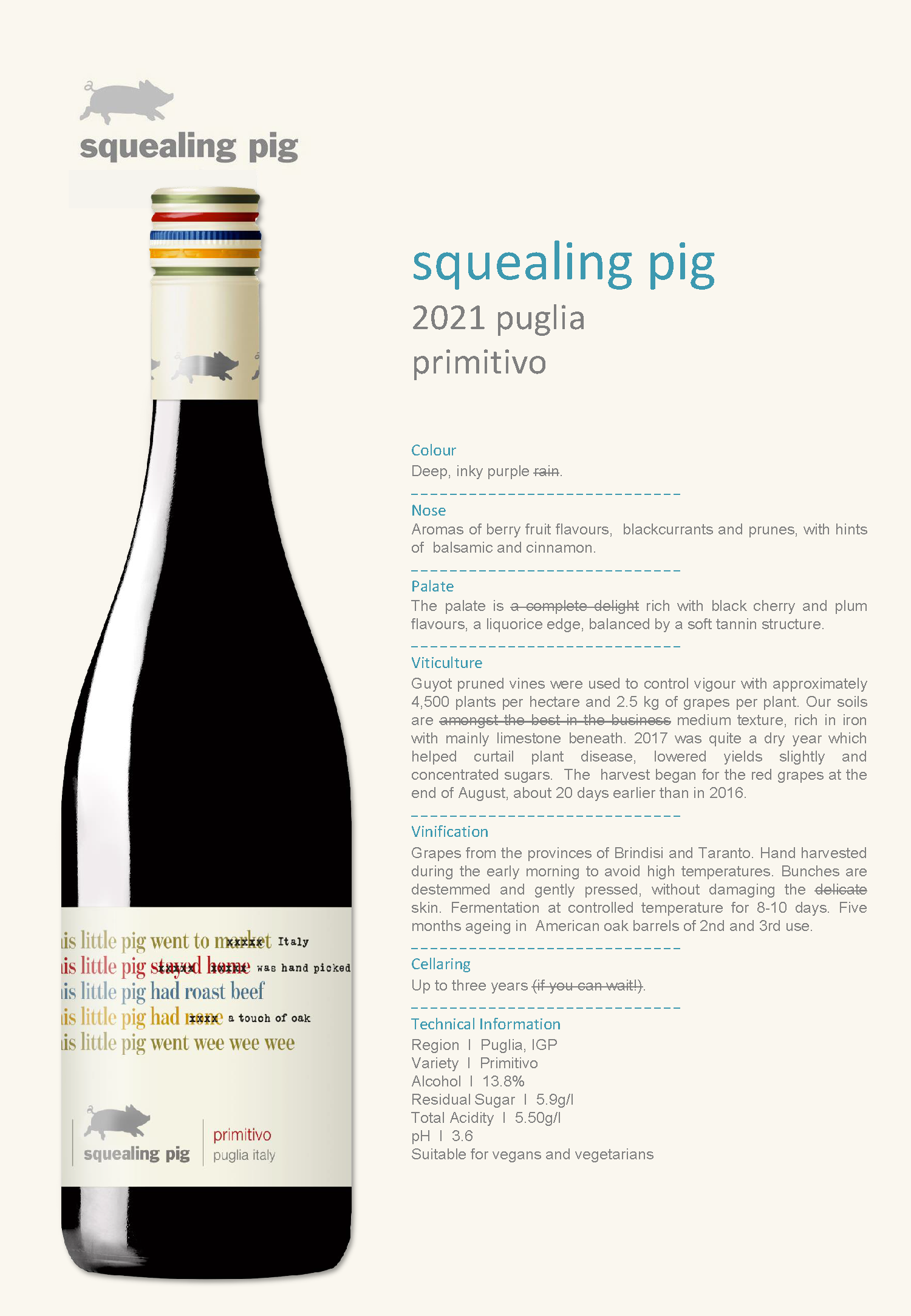 SQUEALING PIG PRIMITIVO PUGLIA 2021 14%