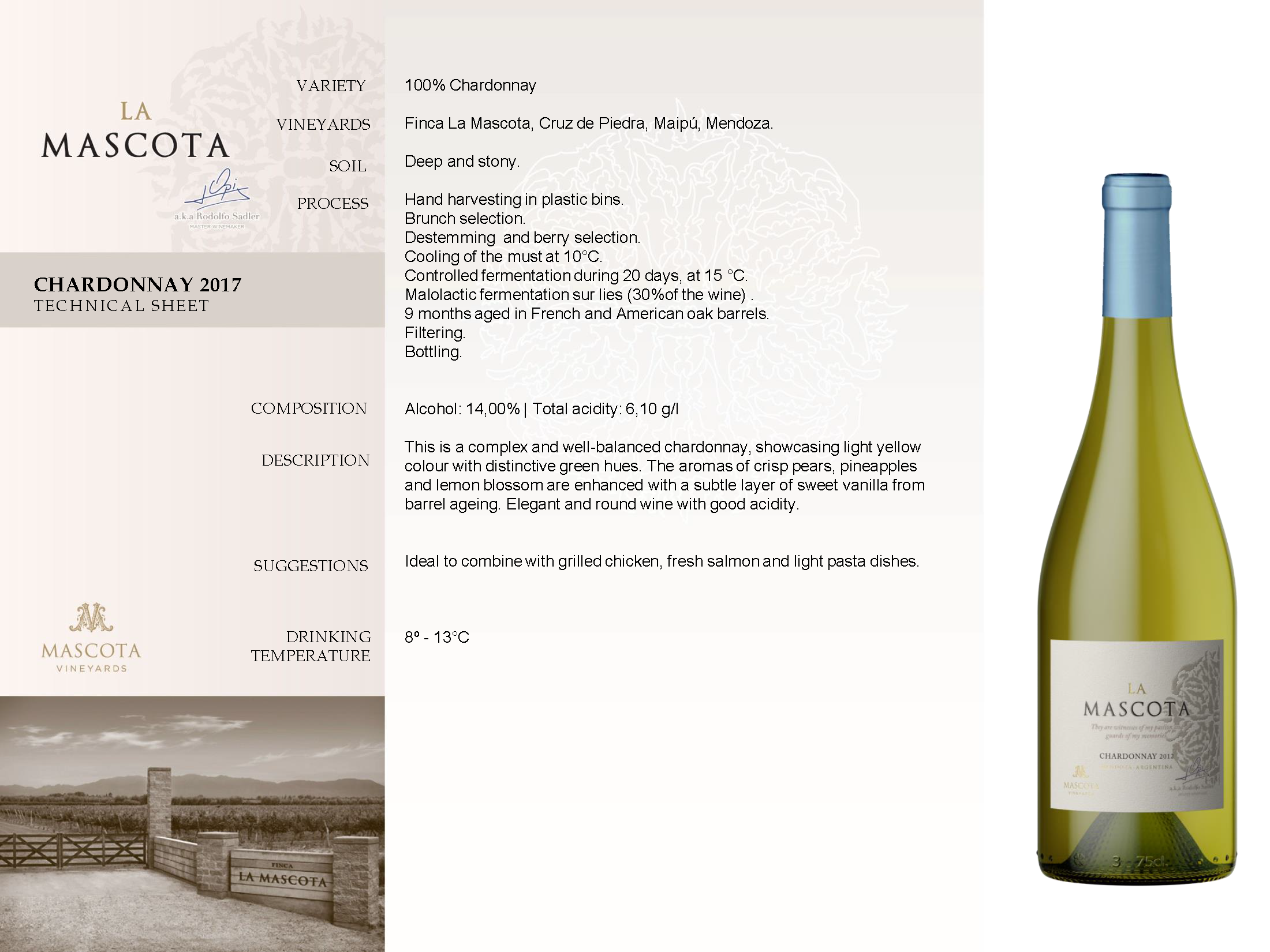 LA MASCOTA CHARDONNAY 2022, 13.5%