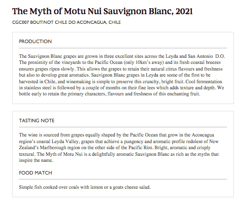 THE MYTH OF MOTU NUI SAUVIGNON BLANC, 12.5% 2022